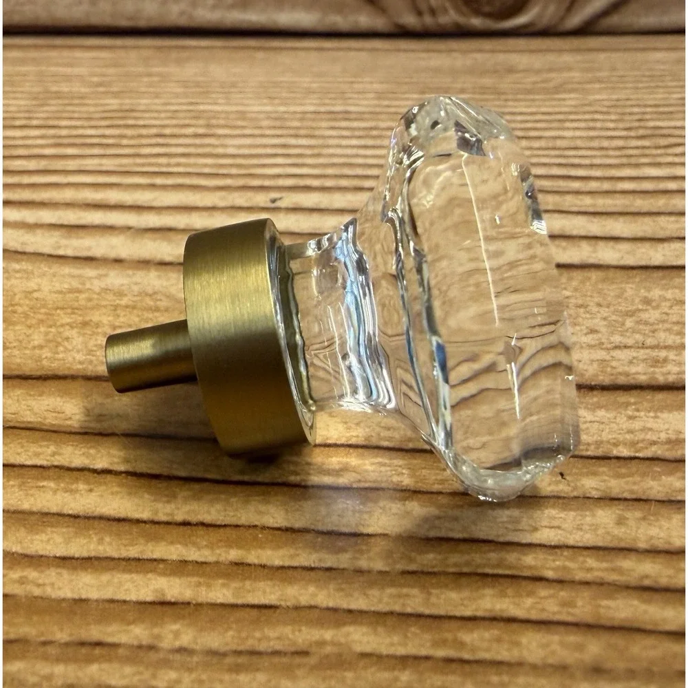 Amerock Drawer Cabinet Crystal Glass Knob‎ Pull Handle Golden Champagne Lot 6